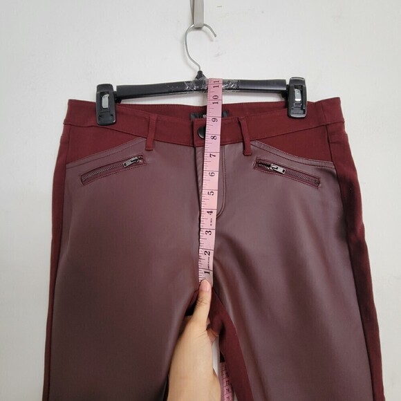 Mossimo Cabernet Red Wine Maroon Faux Leather Stretch Extensible Legging Pants 8 - Picture 9 of 13